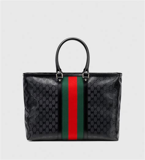 gucci black imprime tote bag|genuine gucci tote.